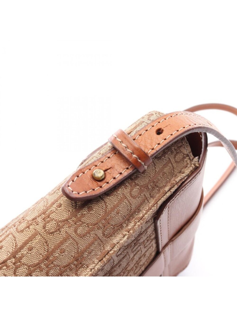 Dior Dio Shoulder Bag Street Chic Trotter Beige Brown Canvas Leather - Picture 8 of 11
